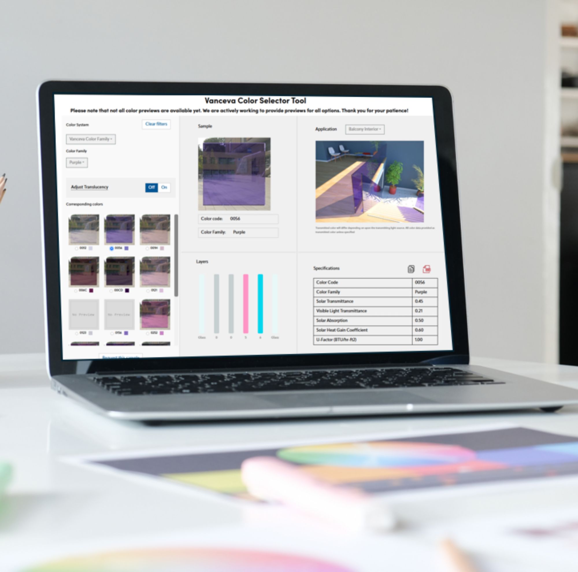 Computer with Vanceva color selector tool  